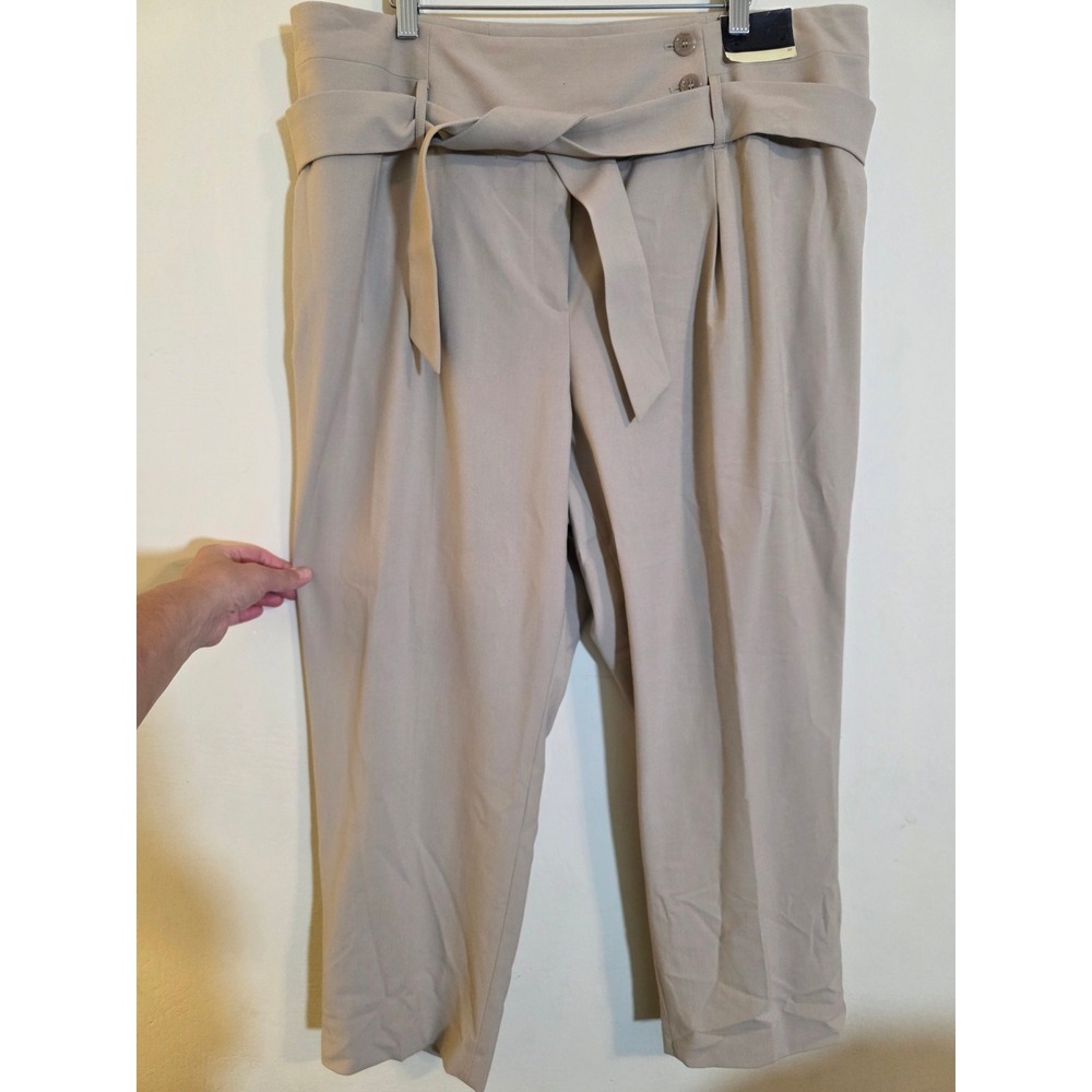 Lane Bryant Tan Beige Pleated Belted Trousers Ankle Pants Size 20 NWT s370600-CY